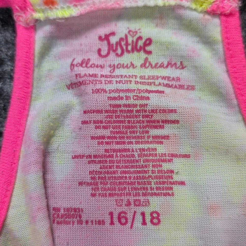Justice Racerback Tank Top Girl's Size 16/18 Pink Orange Tie Dye Smocked Braided